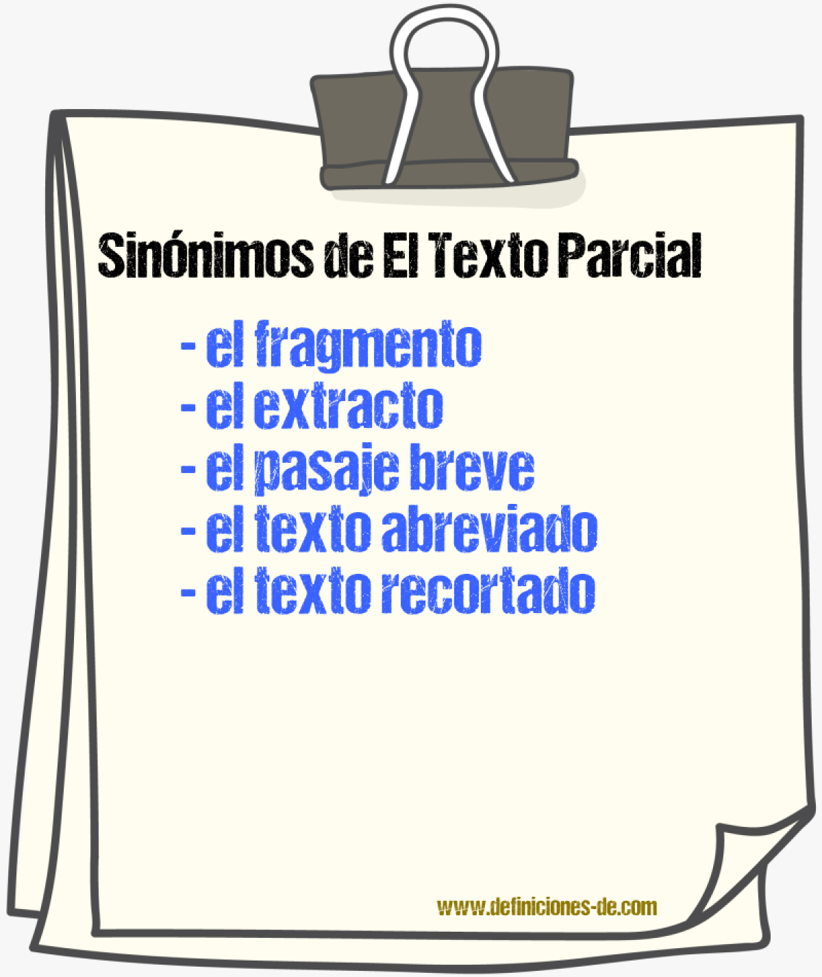 Sinónimos de el texto parcial
