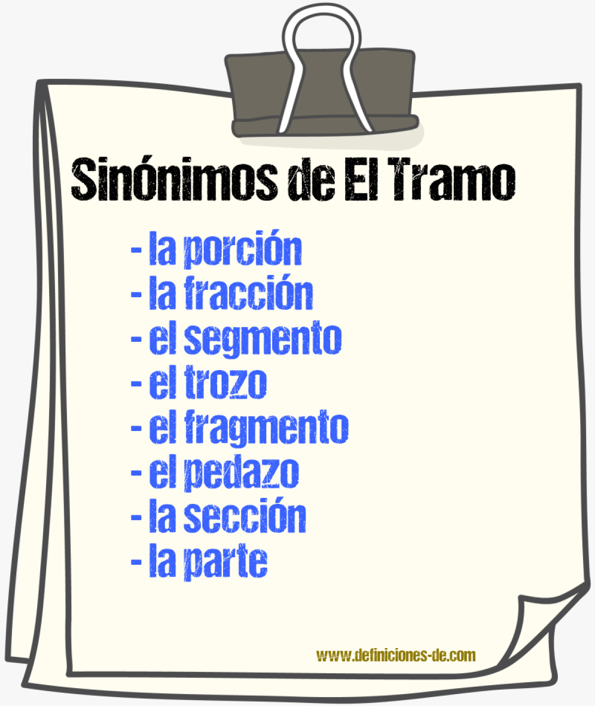 Sinónimos de el tramo