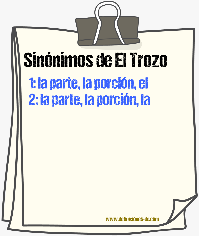 Sinónimos de el trozo
