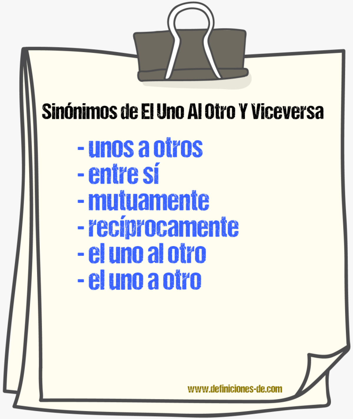 Sinónimos de el uno al otro y viceversa