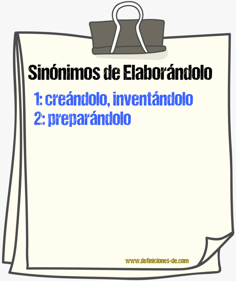 Sinónimos de elaborándolo