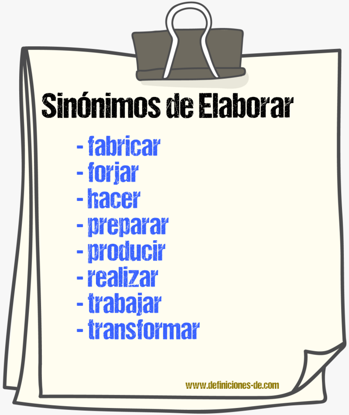 Sinnimos de elaborar