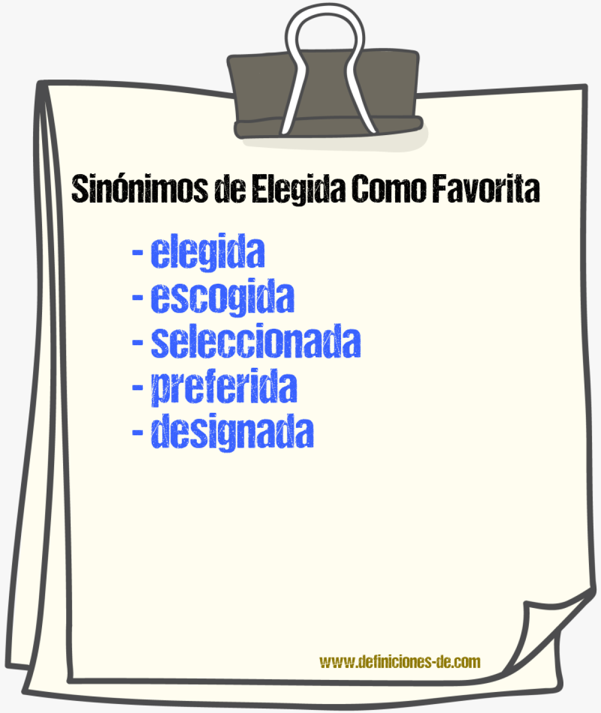 Sinónimos de elegida como favorita