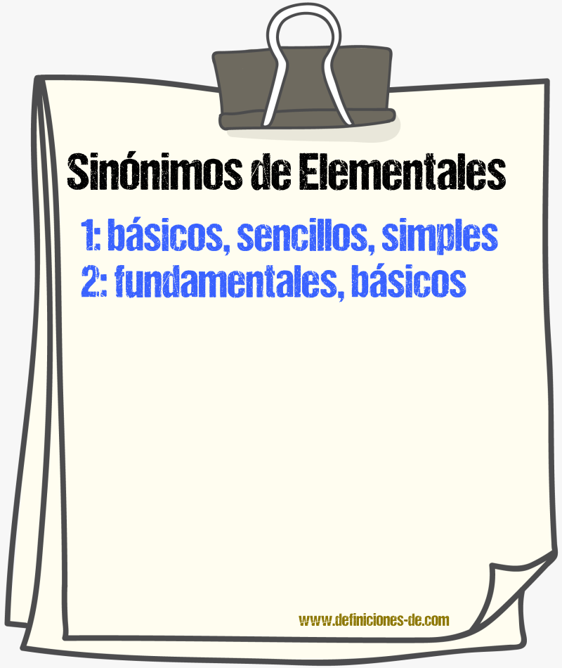 Sinónimos de elementales