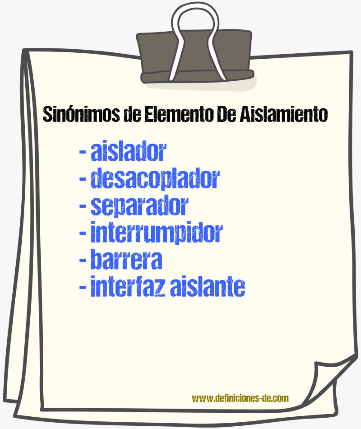 Sinónimos de elemento de aislamiento