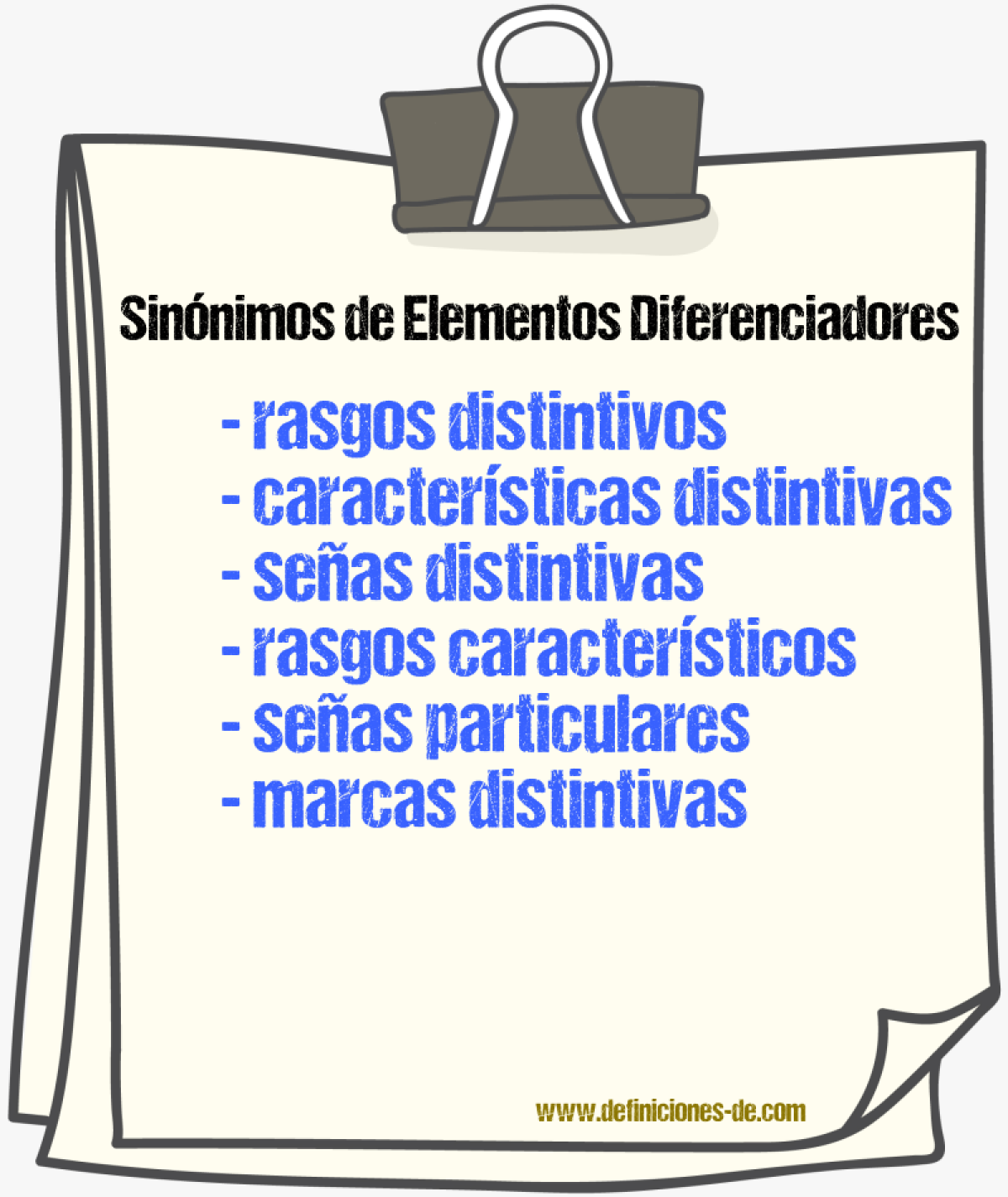 Sinónimos de elementos diferenciadores