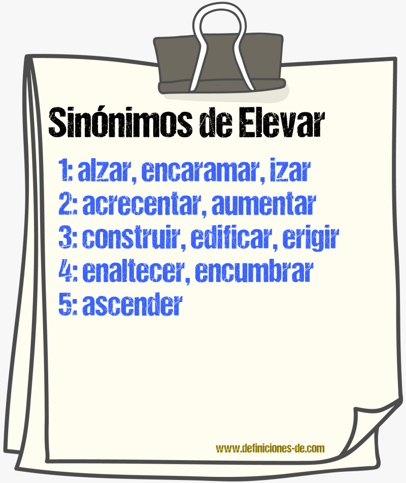 Sinnimos de elevar