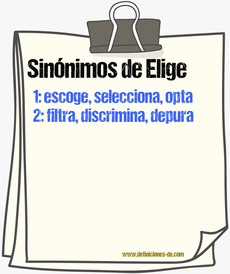Sinónimos de elige