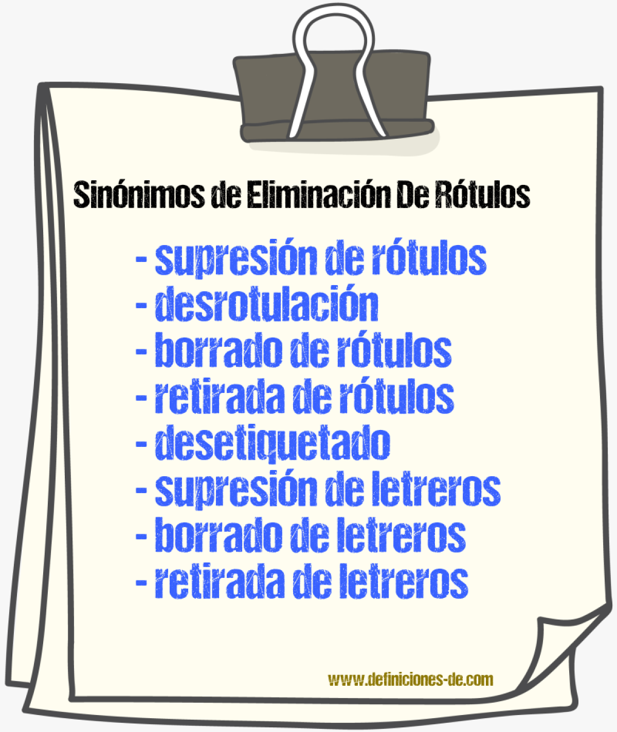 Sinónimos de eliminación de rótulos