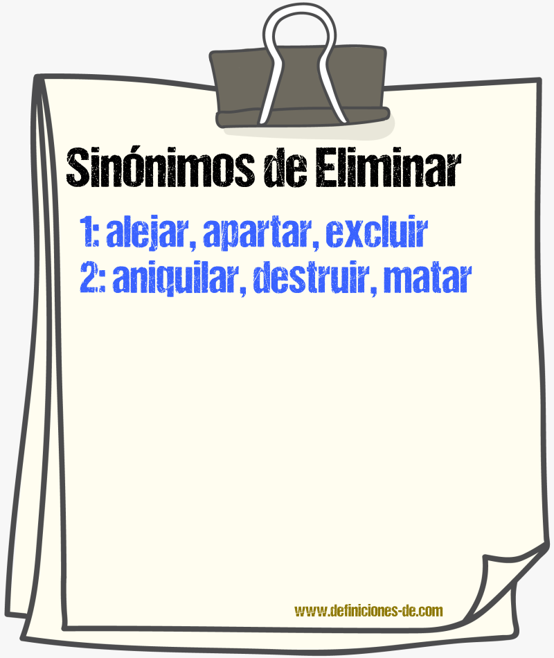 Sinnimos de eliminar