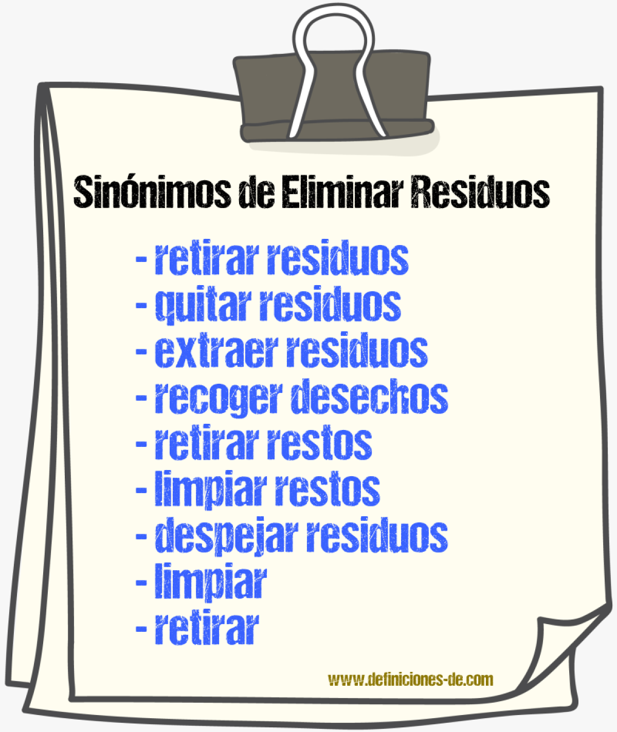 Sinónimos de eliminar residuos