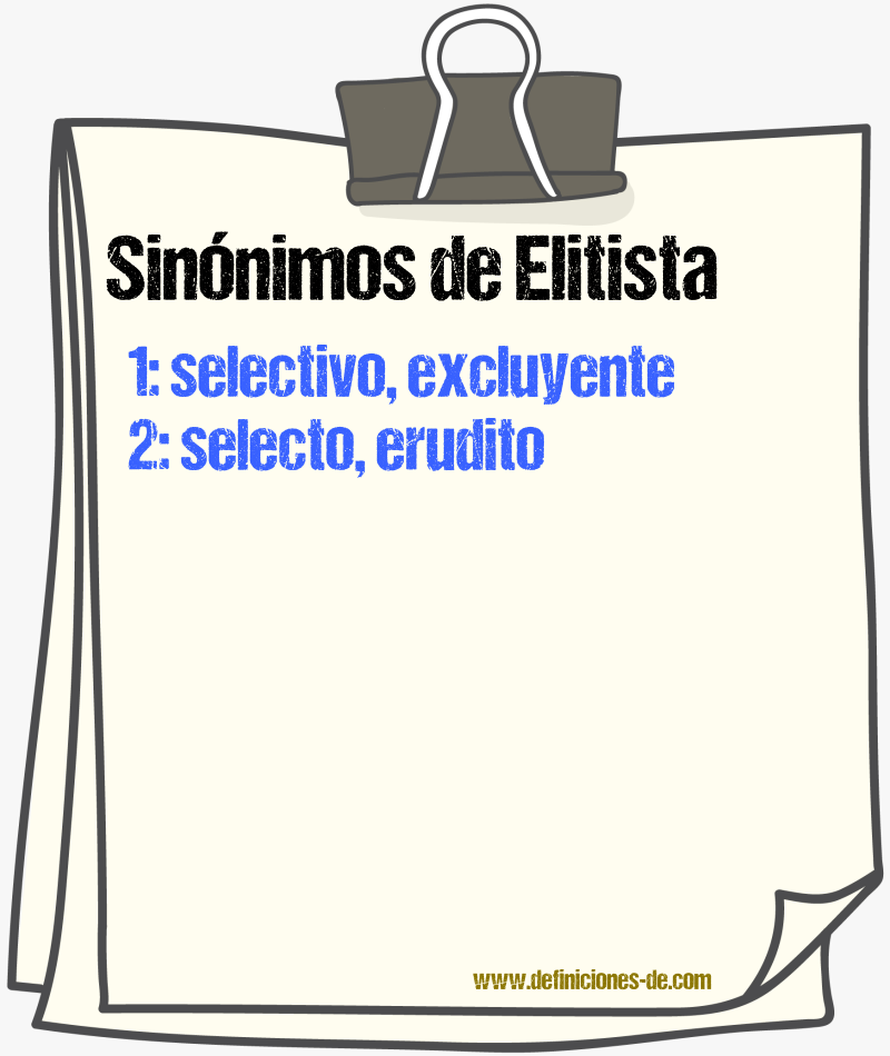 Sinónimos de elitista