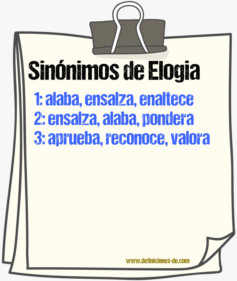 Sinónimos de elogia