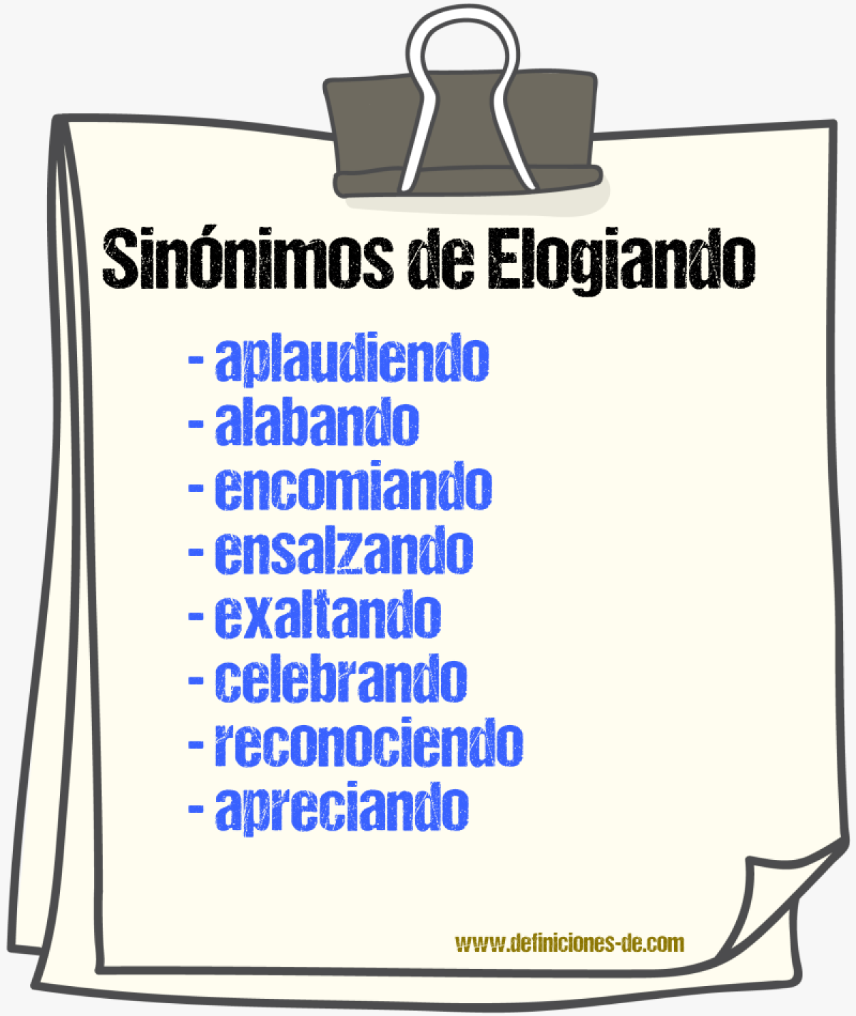 Sinónimos de elogiando