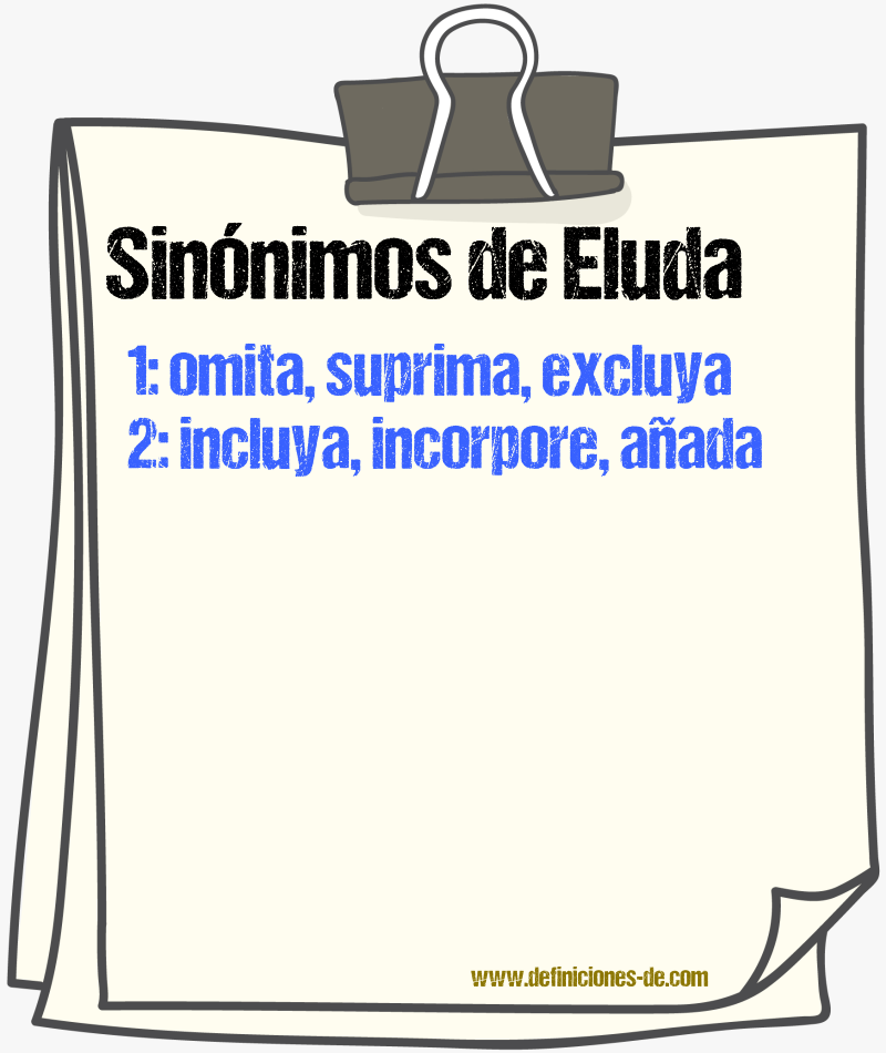 Sinónimos de eluda