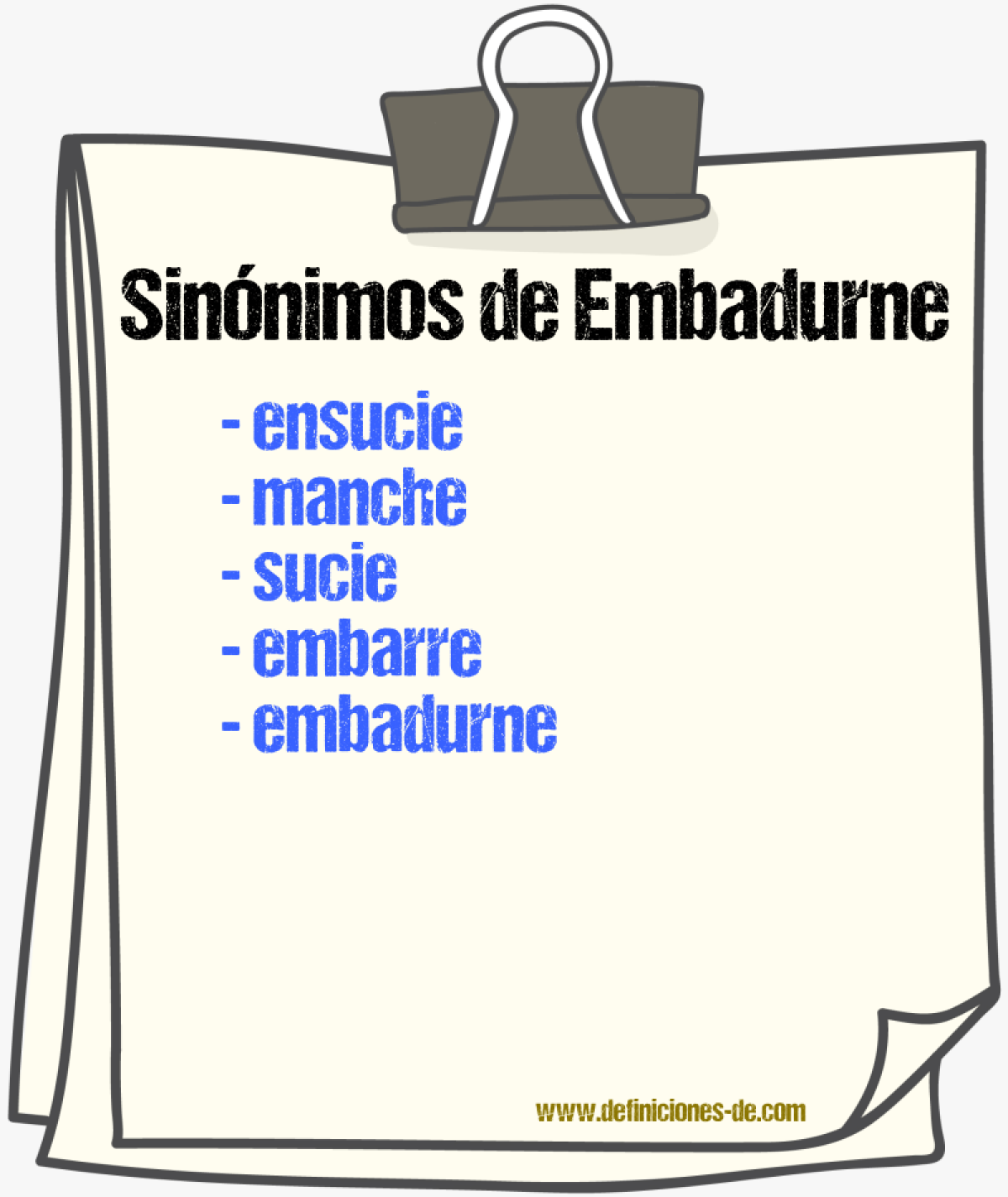 Sinónimos de embadurne
