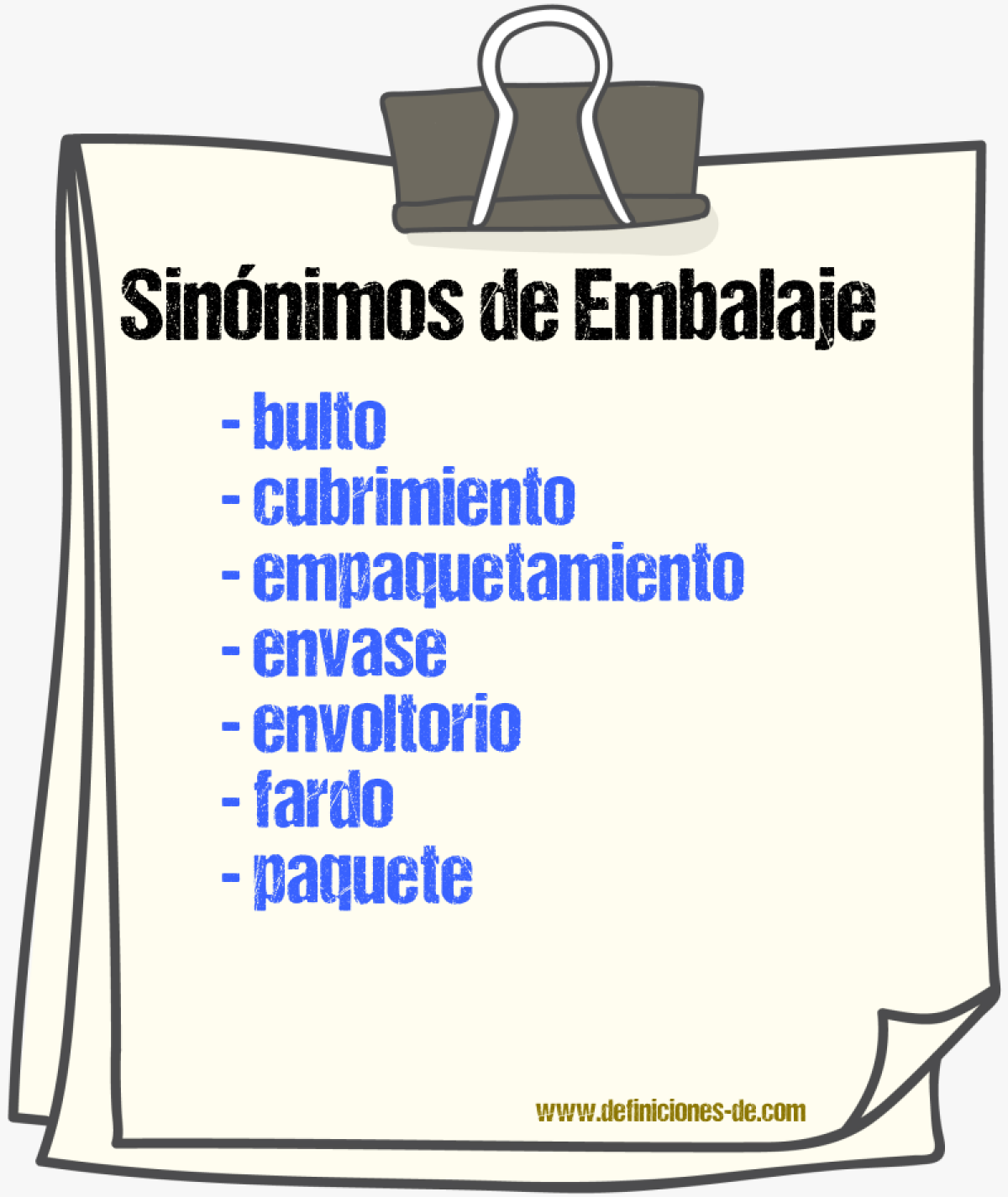 Sinnimos de embalaje