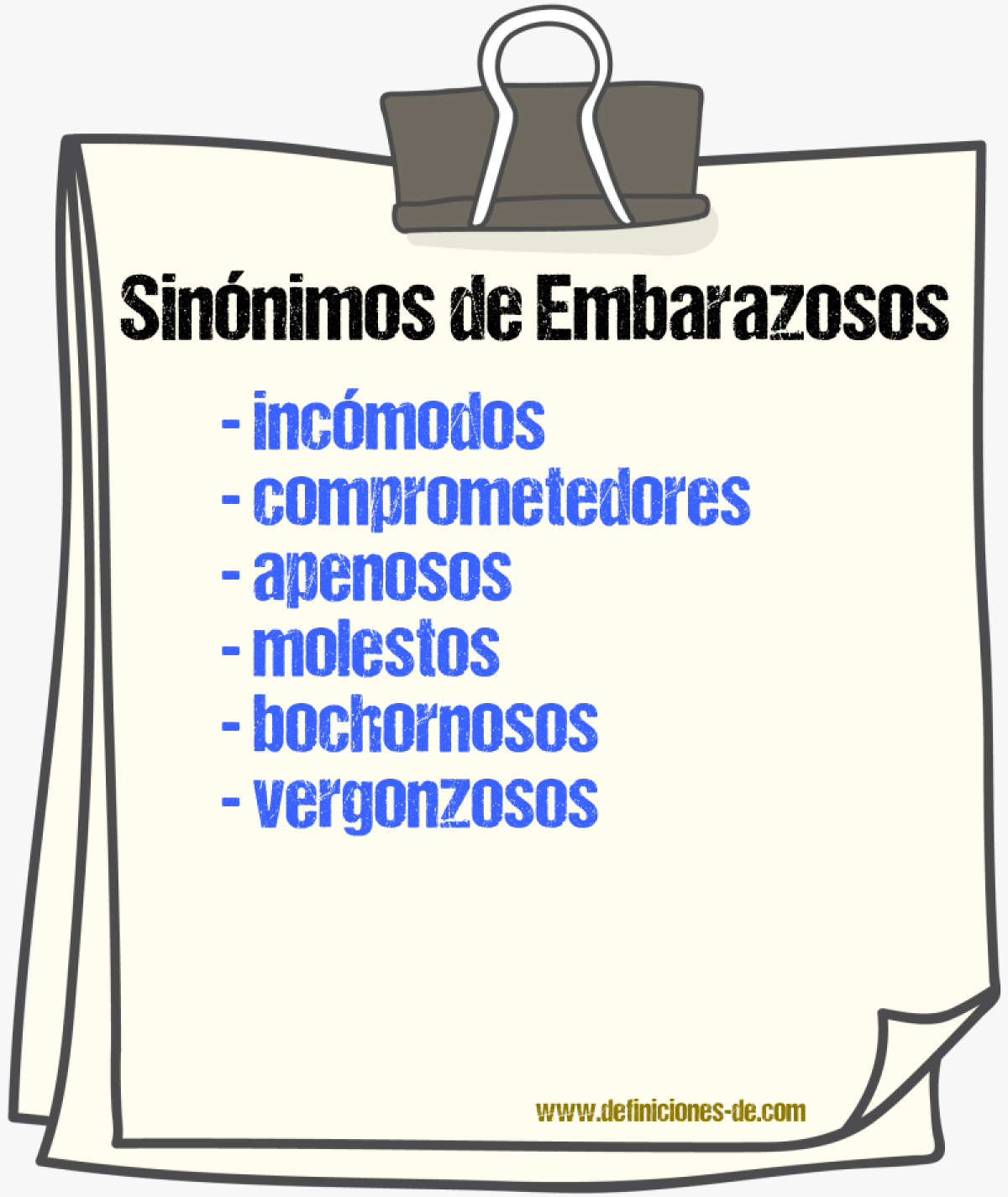 Sinónimos de embarazosos