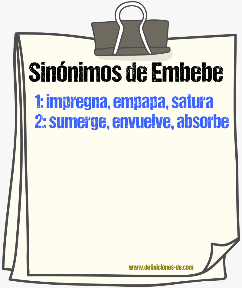 Sinónimos de embebe