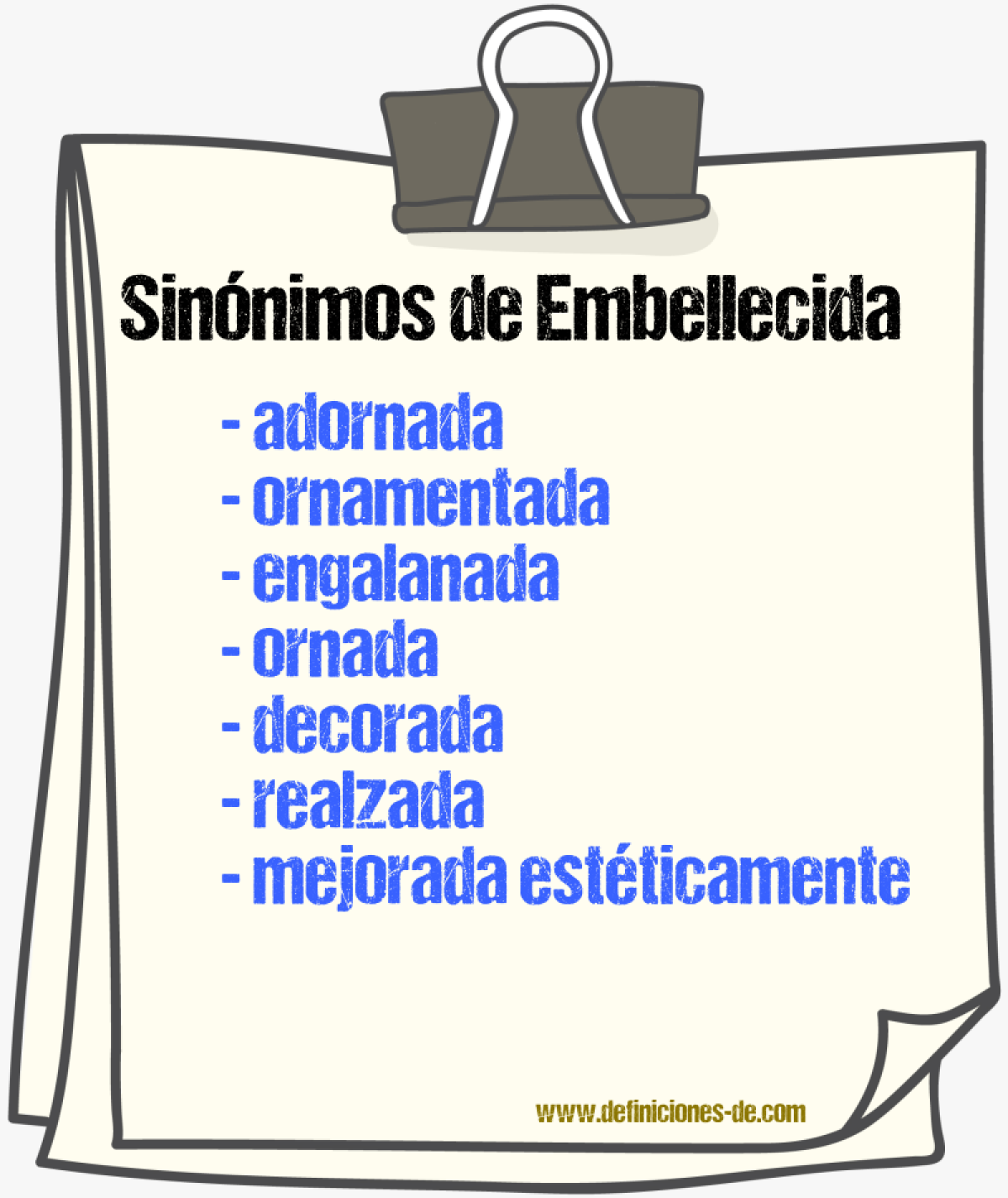 Sinónimos de embellecida
