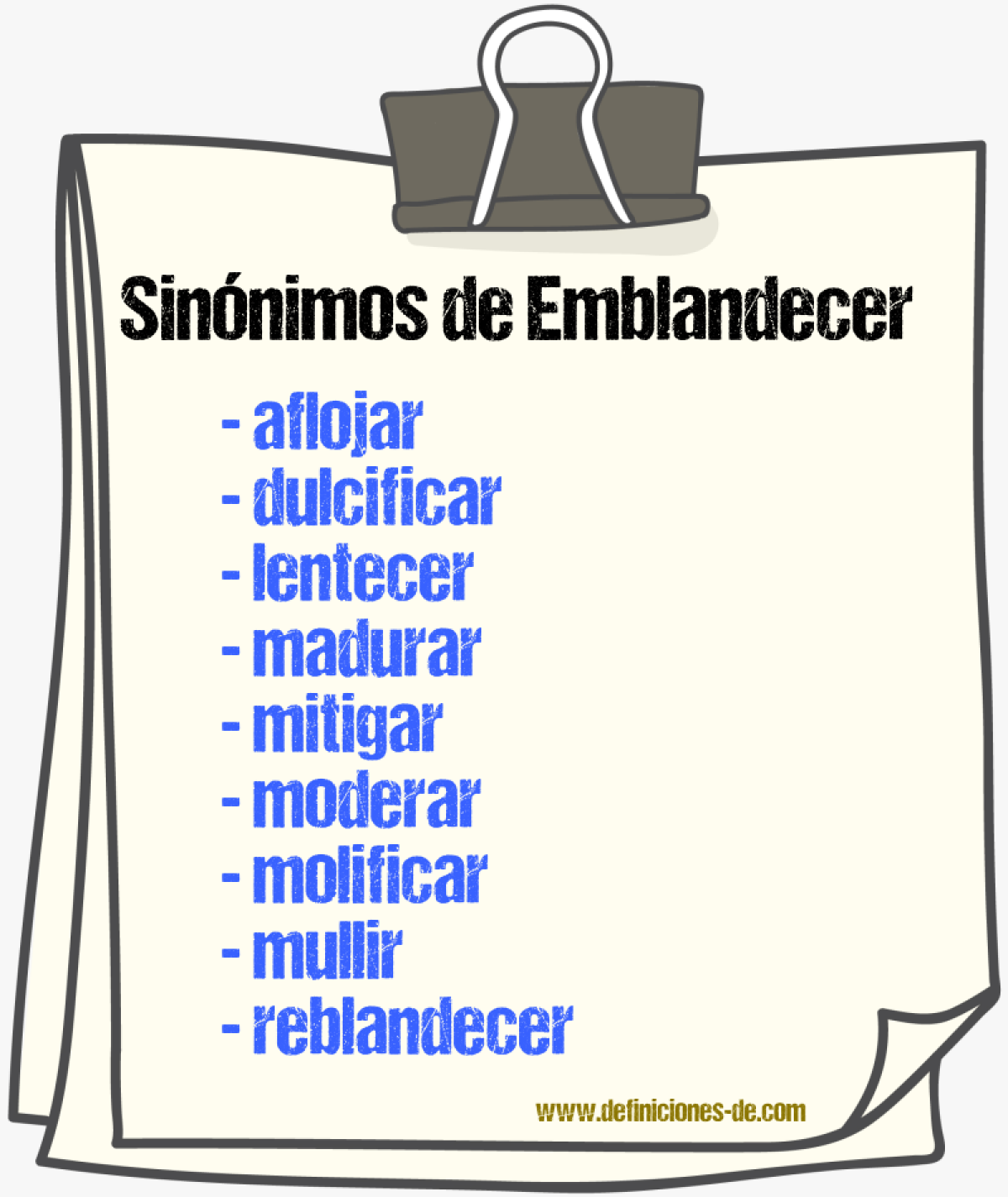 Sinnimos de emblandecer