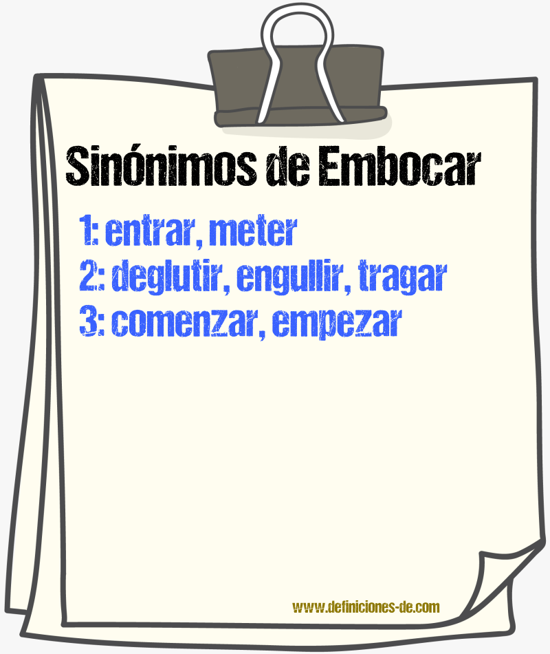 Sinnimos de embocar