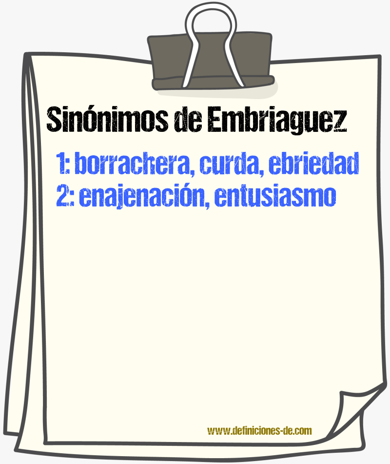 Sinnimos de embriaguez