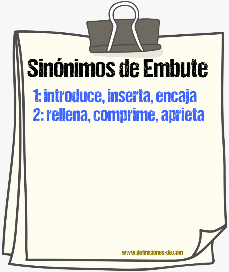 Sinónimos de embute