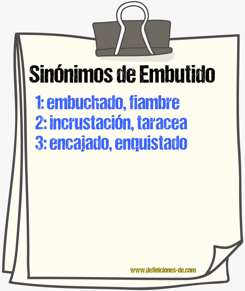 Sinnimos de embutido