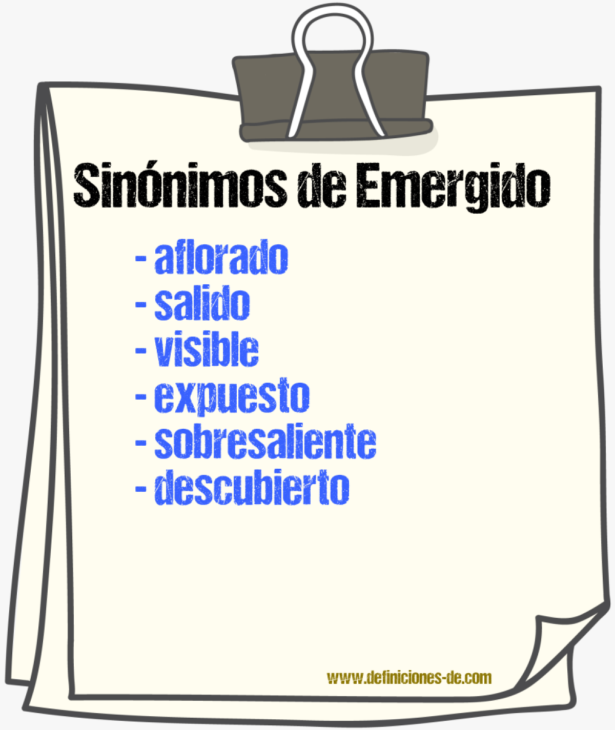 Sinónimos de emergido