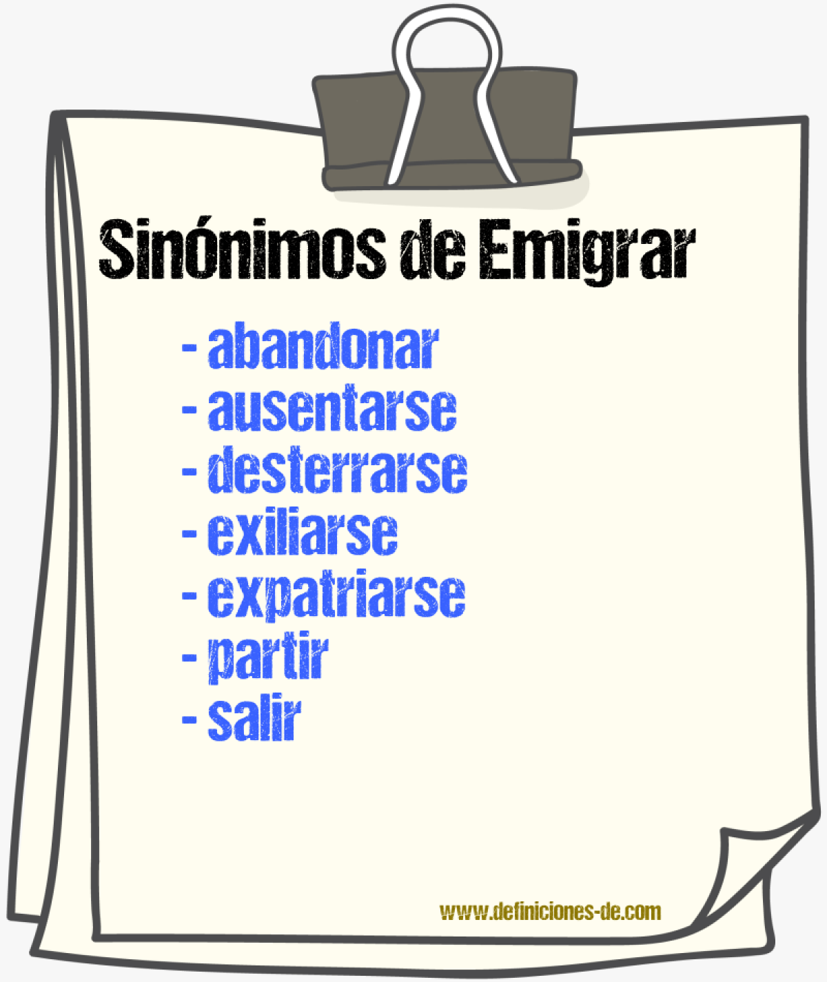 Sinnimos de emigrar