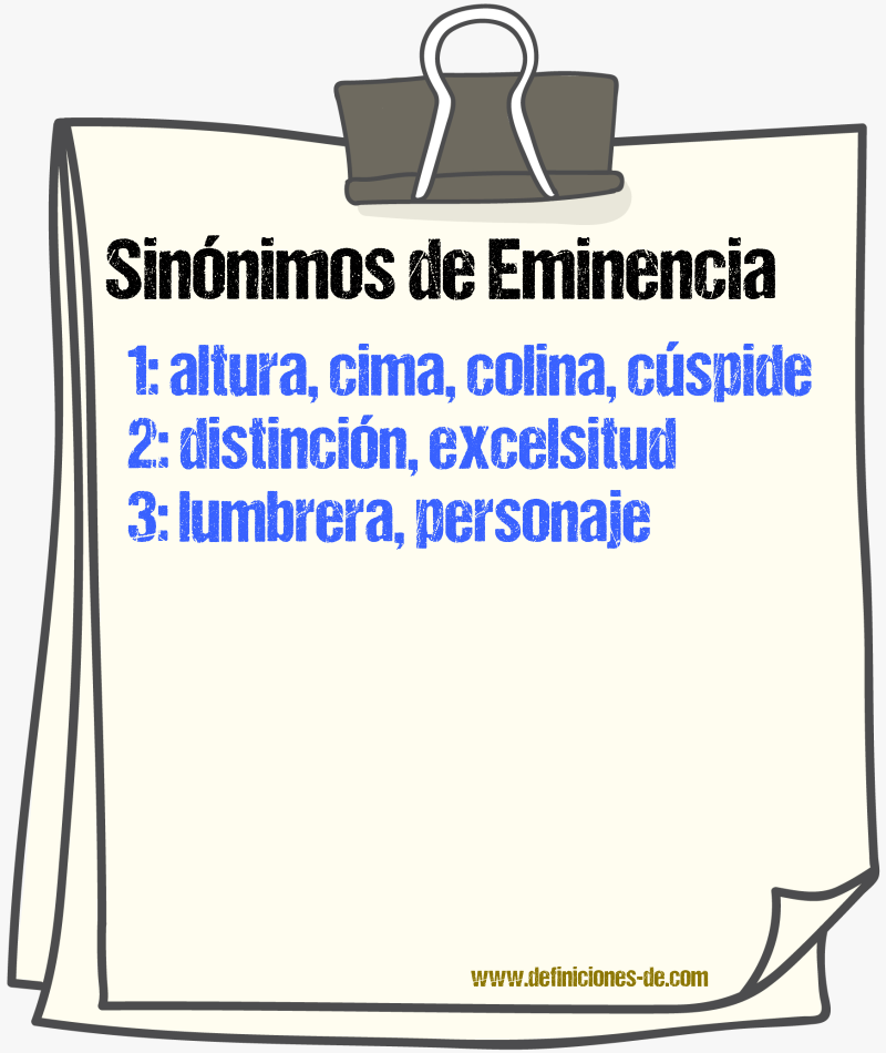 Sinnimos de eminencia