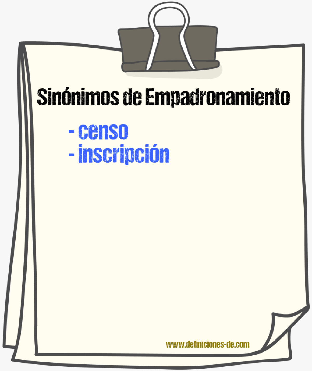 Sinnimos de empadronamiento