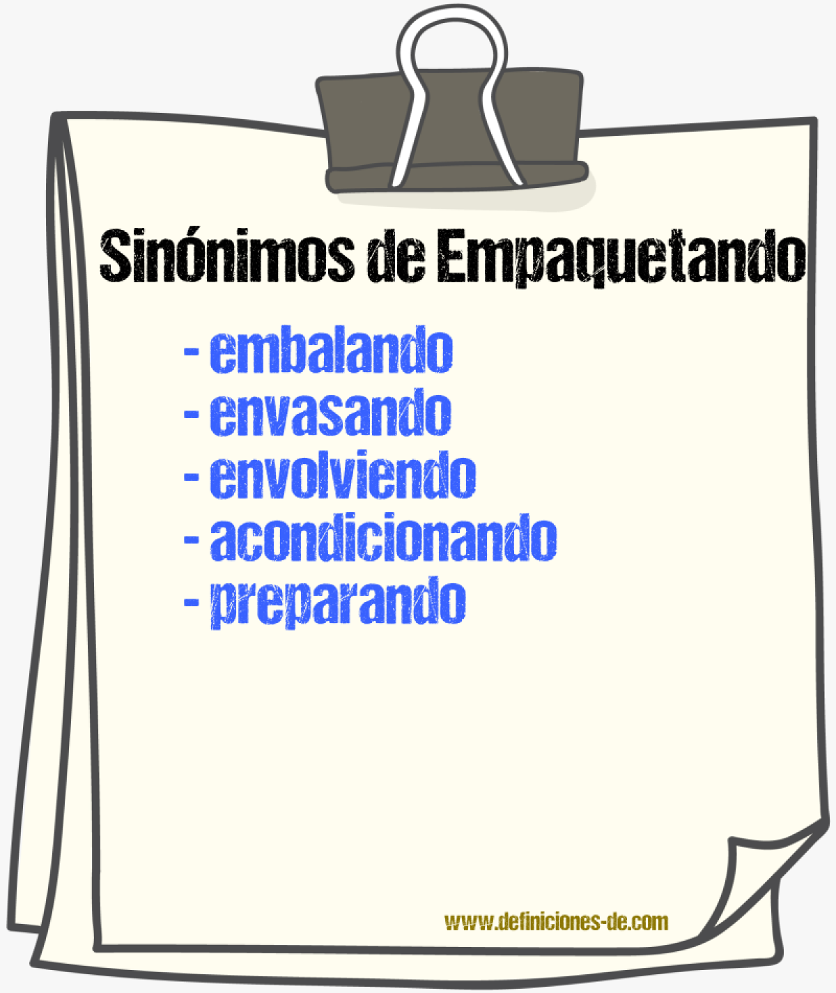 Sinónimos de empaquetando