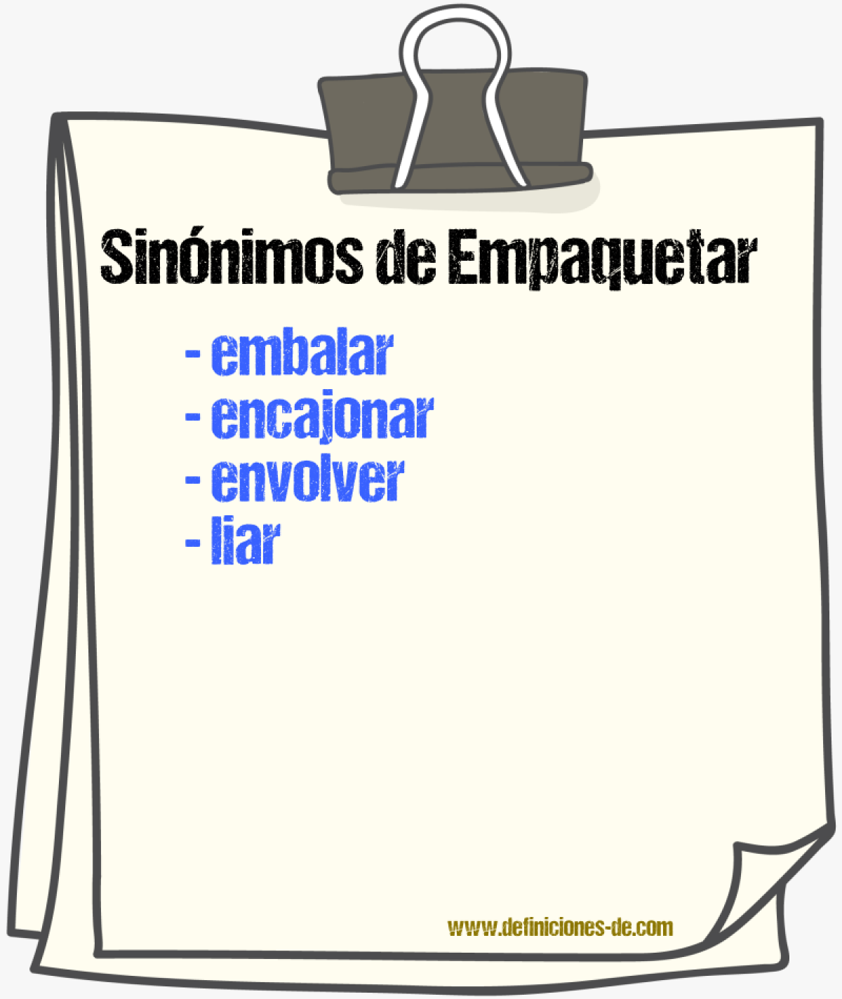 Sinnimos de empaquetar