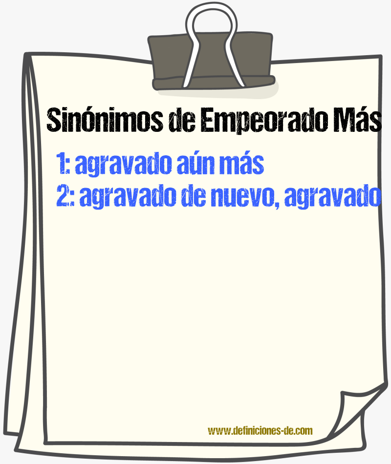 Sinónimos de empeorado más