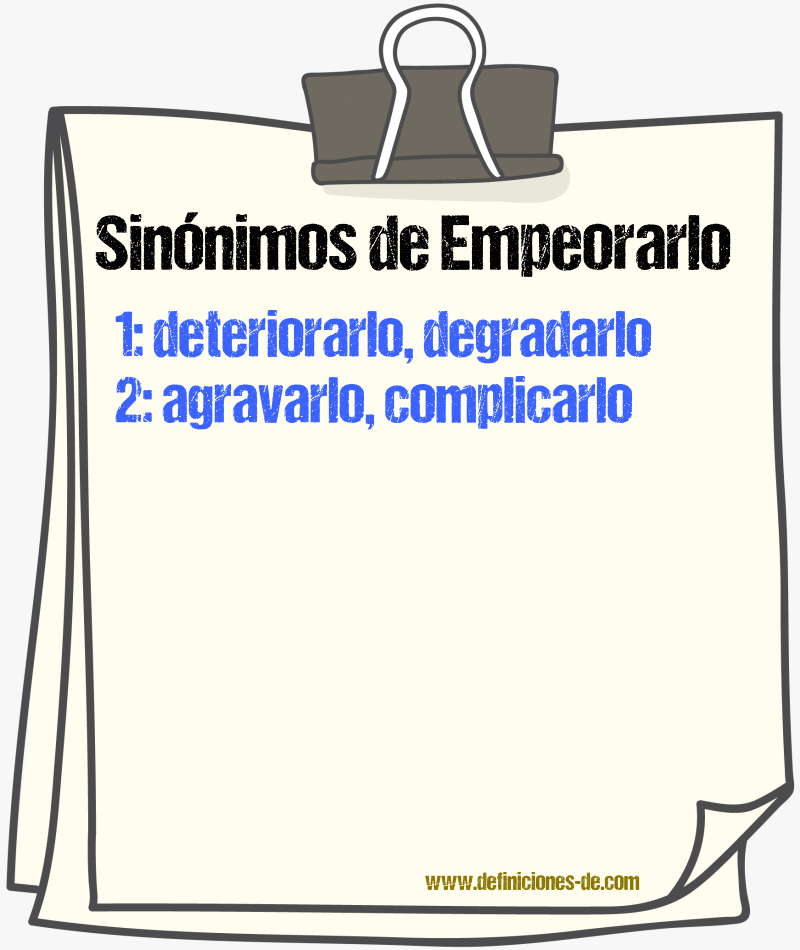 Sinónimos de empeorarlo