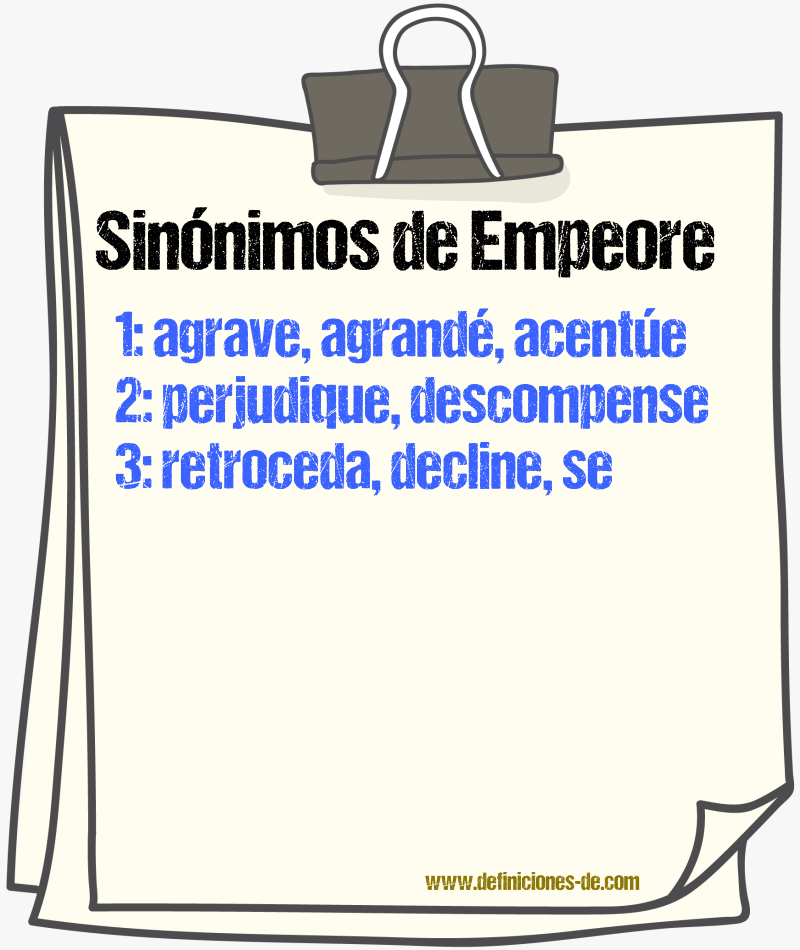 Sinónimos de empeore