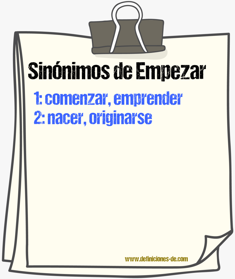 Sinnimos de empezar