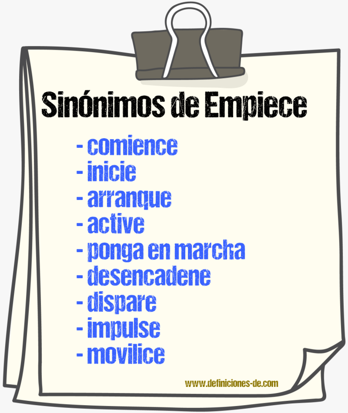 Sinónimos de empiece