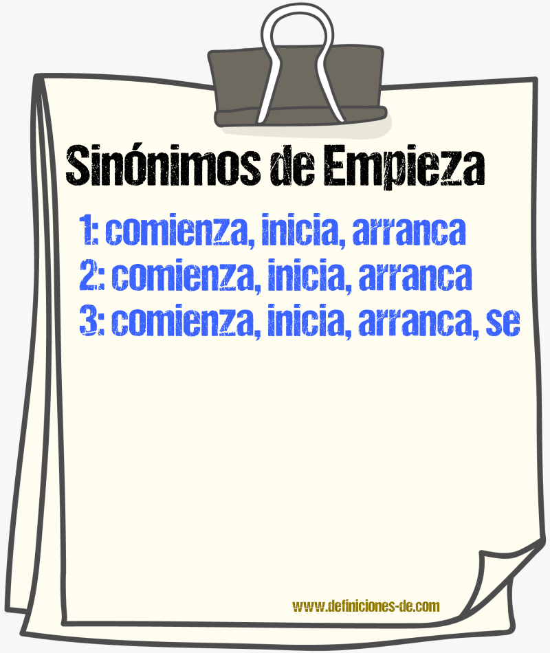 Sinónimos de empieza