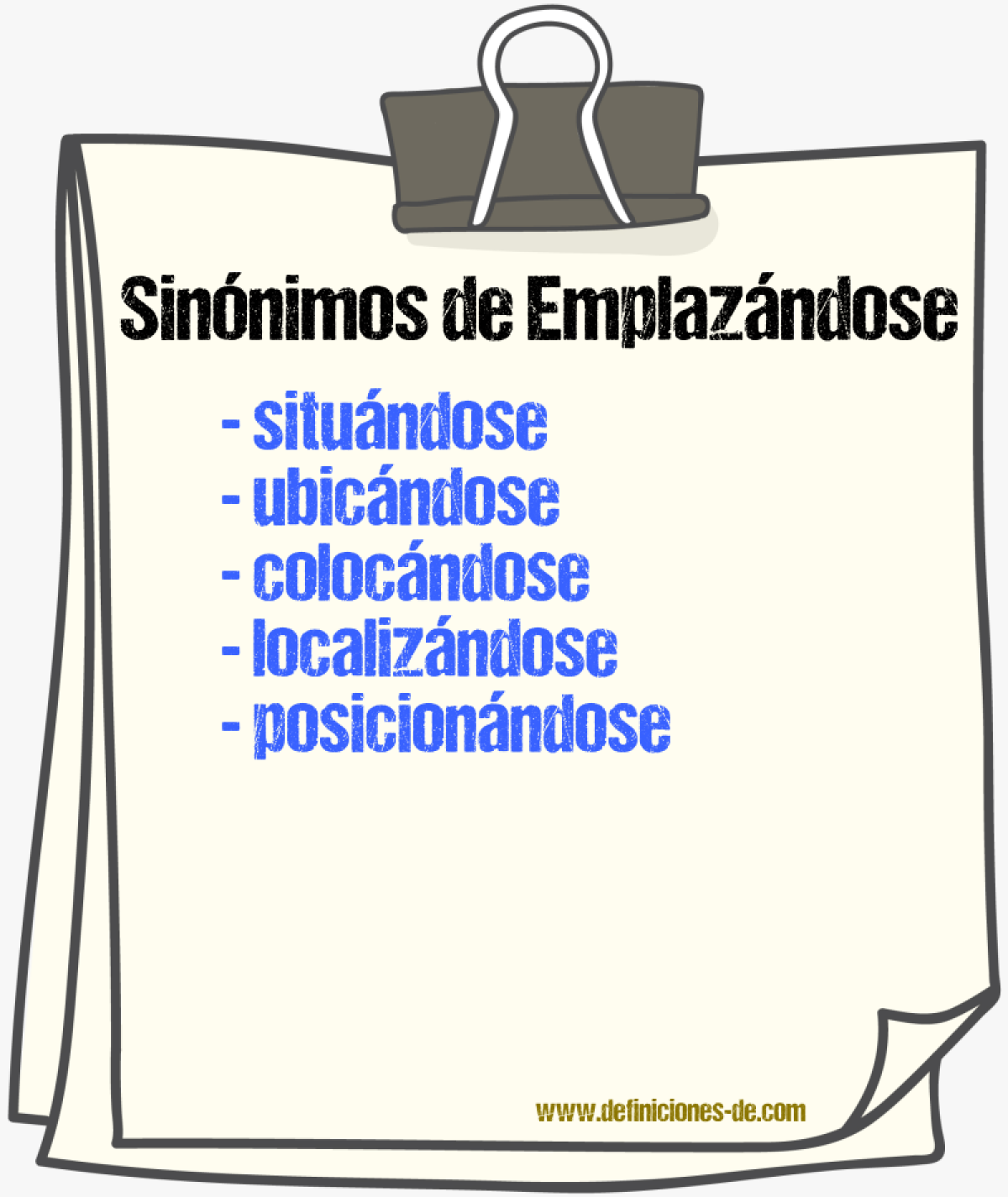 Sinónimos de emplazándose