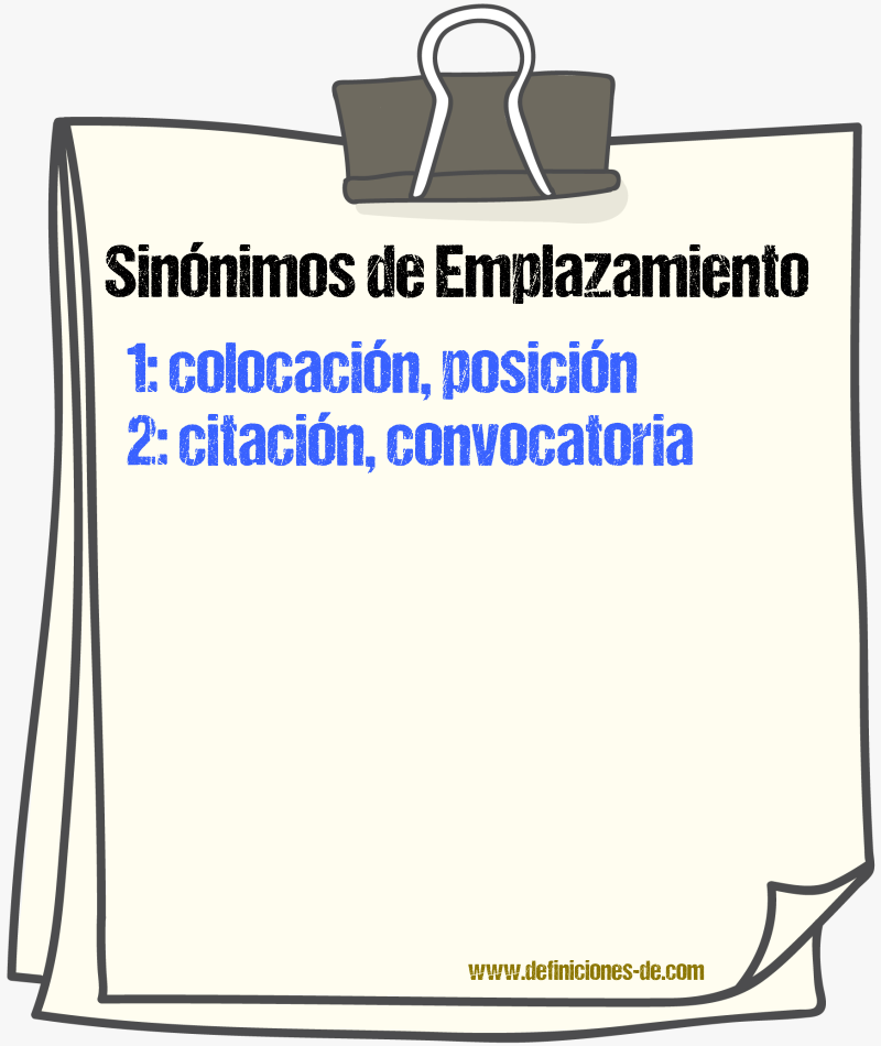 Sinnimos de emplazamiento