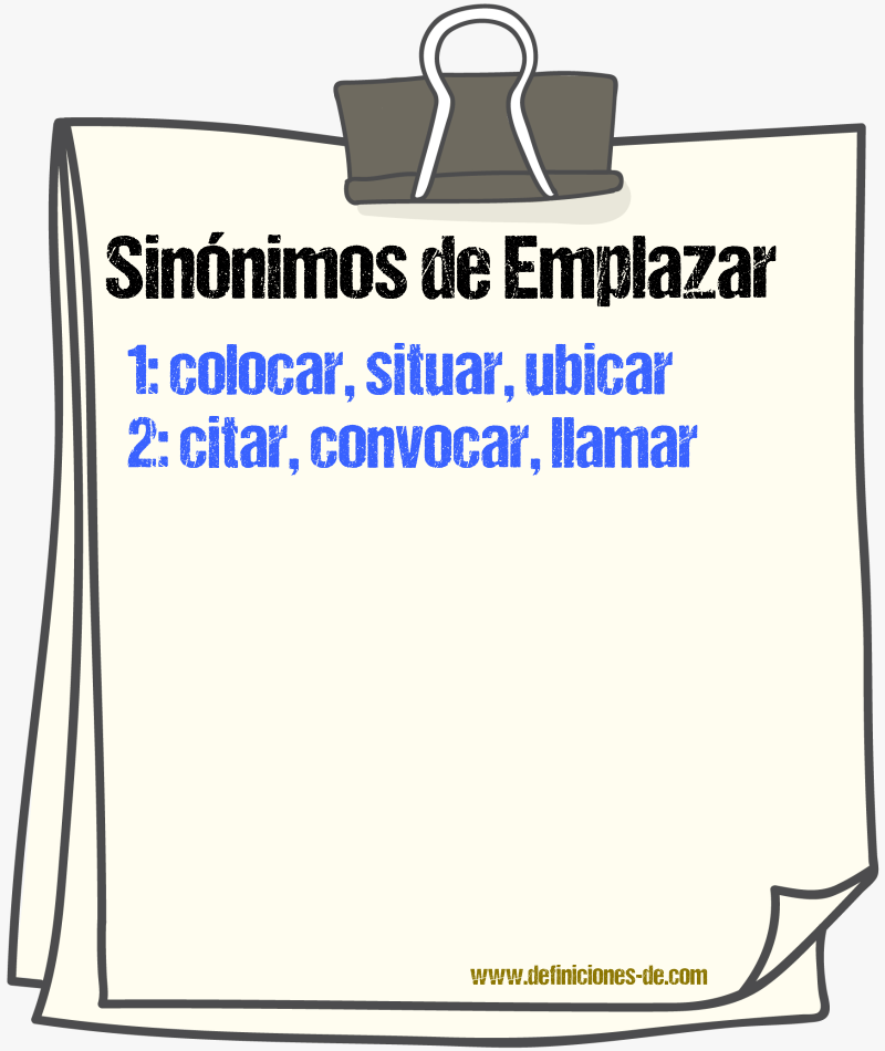 Sinnimos de emplazar