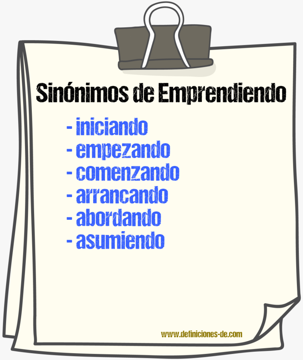 Sinónimos de emprendiendo