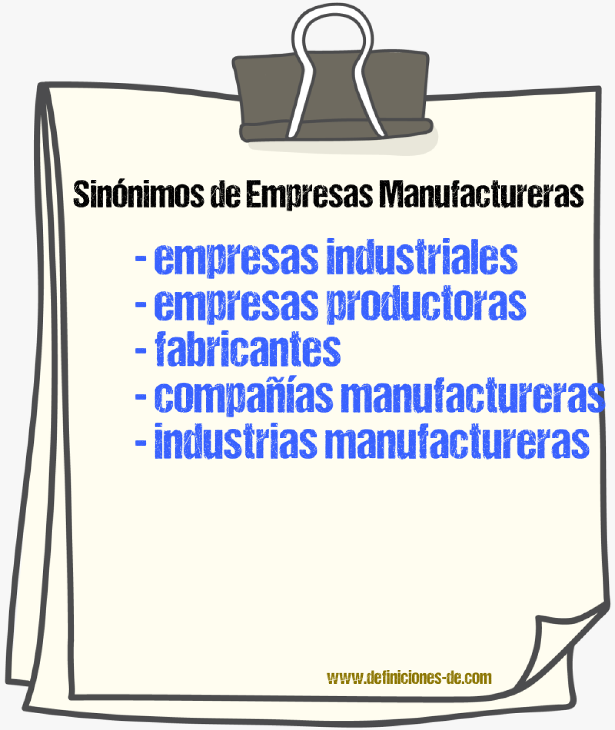Sinónimos de empresas manufactureras