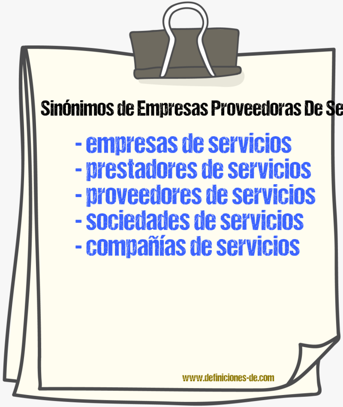 Sinónimos de empresas proveedoras de servicios