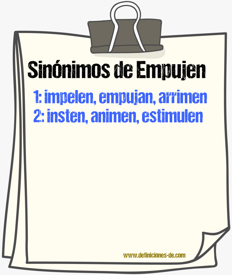 Sinónimos de empujen