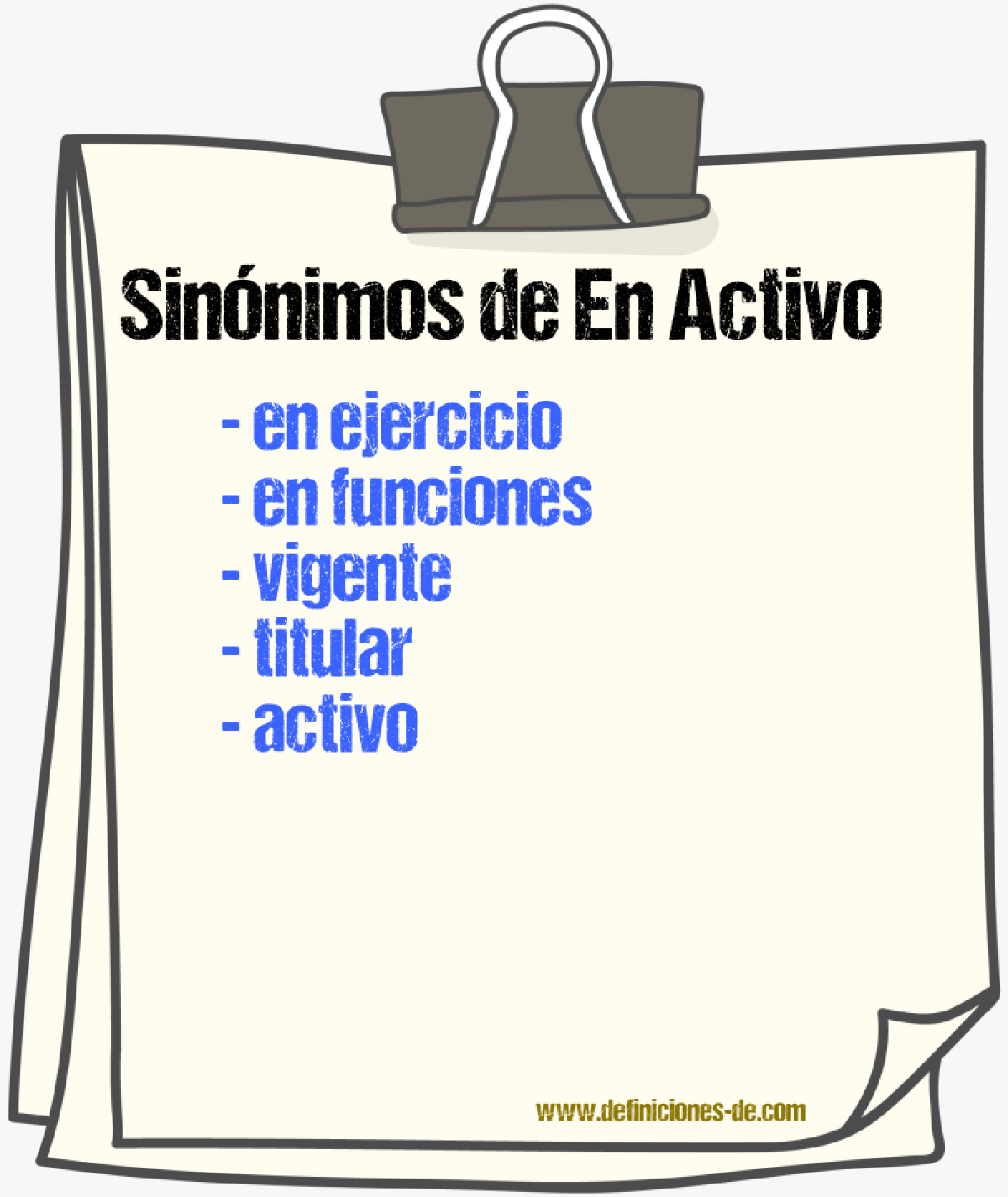 Sinónimos de en activo