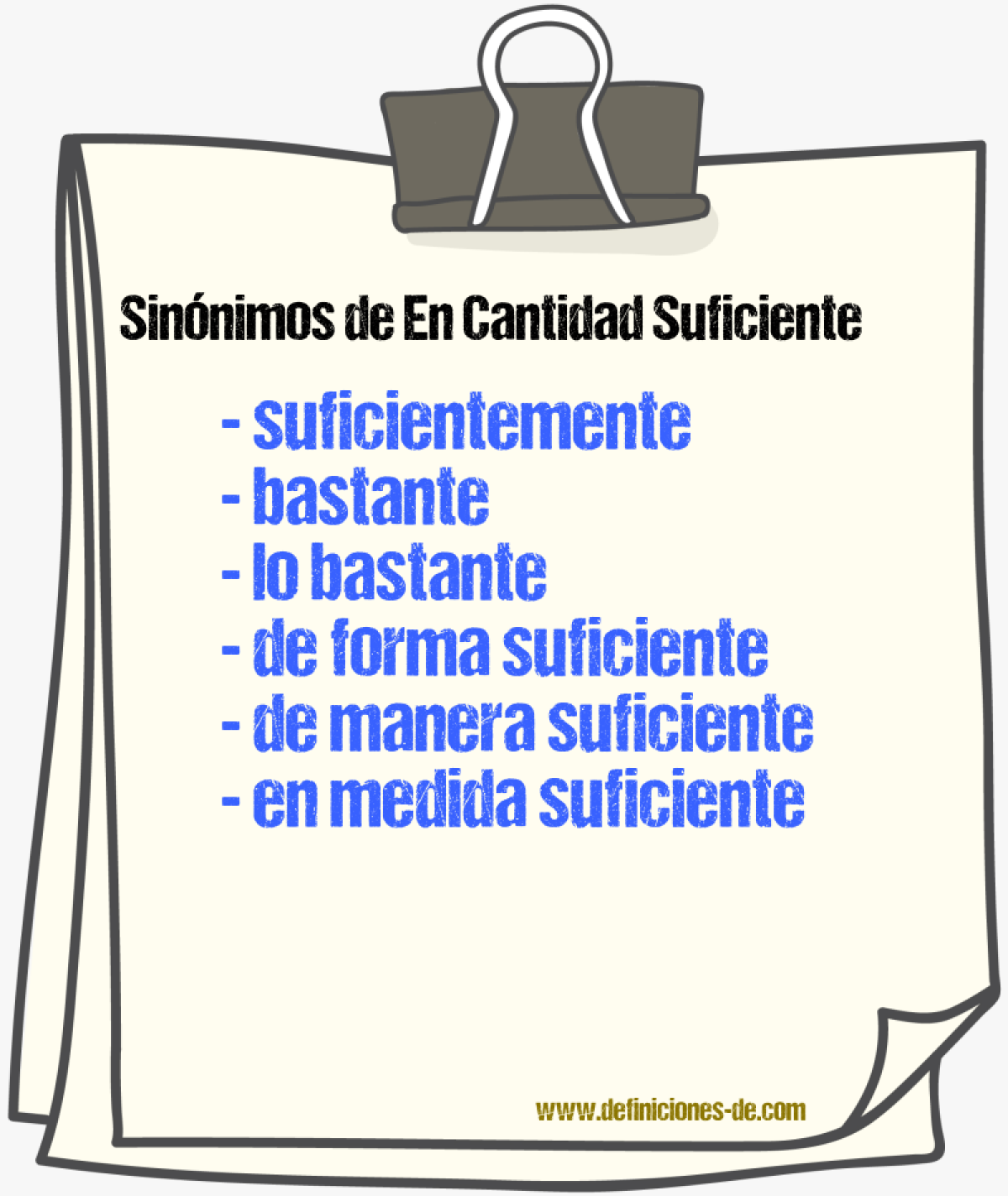 Sinónimos de en cantidad suficiente
